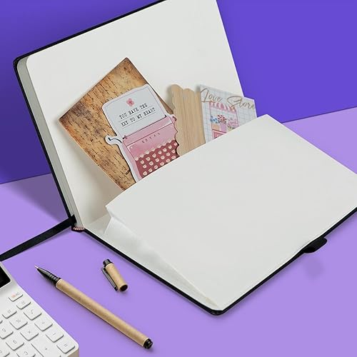 Miniatura 5 de Paquete de 8 cuadernos con rayas negras para trabajo, viajes, universidad (tamaño A5, papel grueso de 3.53 ozyd) Bloc de notas de tapa dura