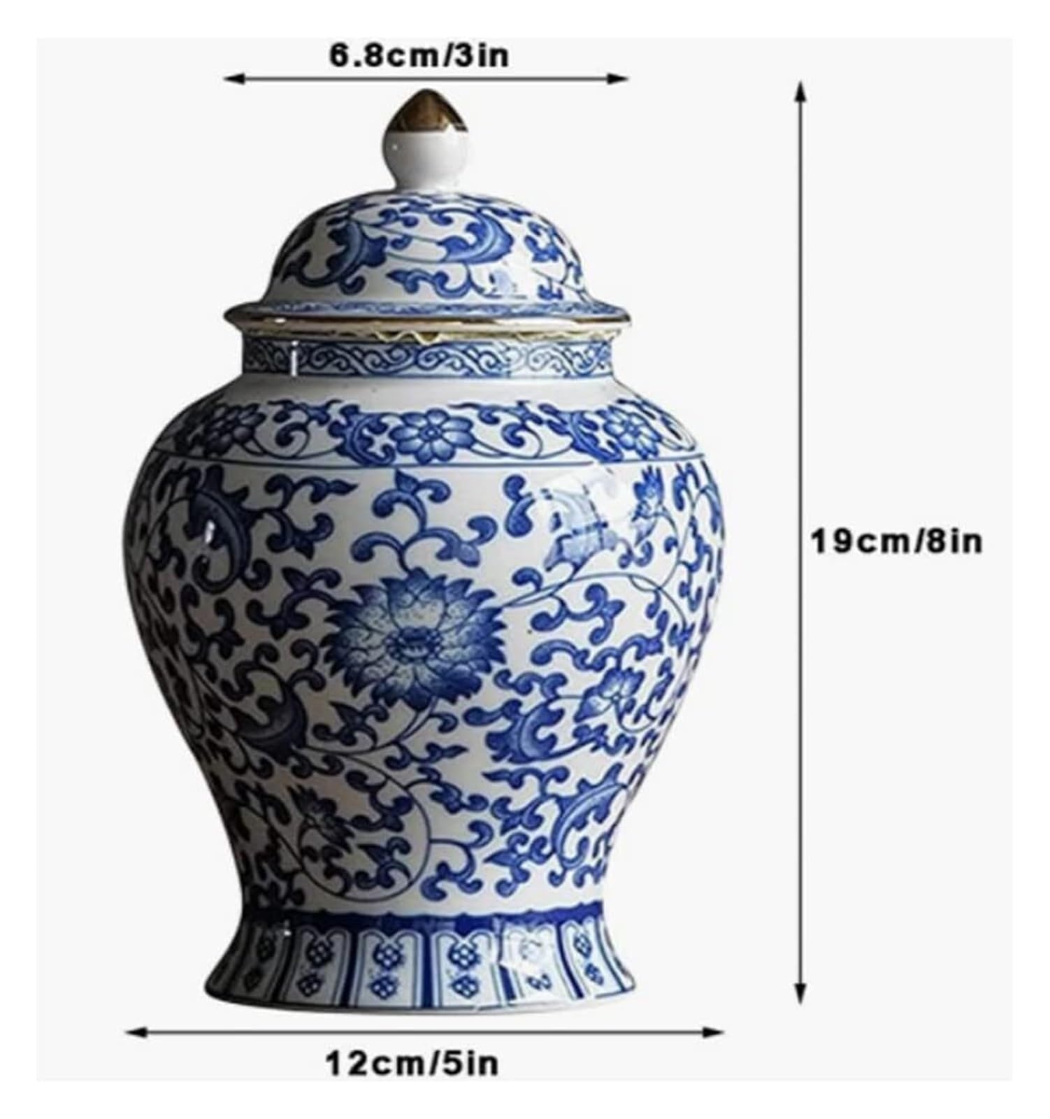 Słoiki z herbatą Ceramiczny słoik na imbir Niebiesko-biały pojemnik na herbatę z pokrywką do wystroju domu, słoik Tradycyjne chińskie emaliowane porcelanowe pojemniki na słoiki do przechowywania C