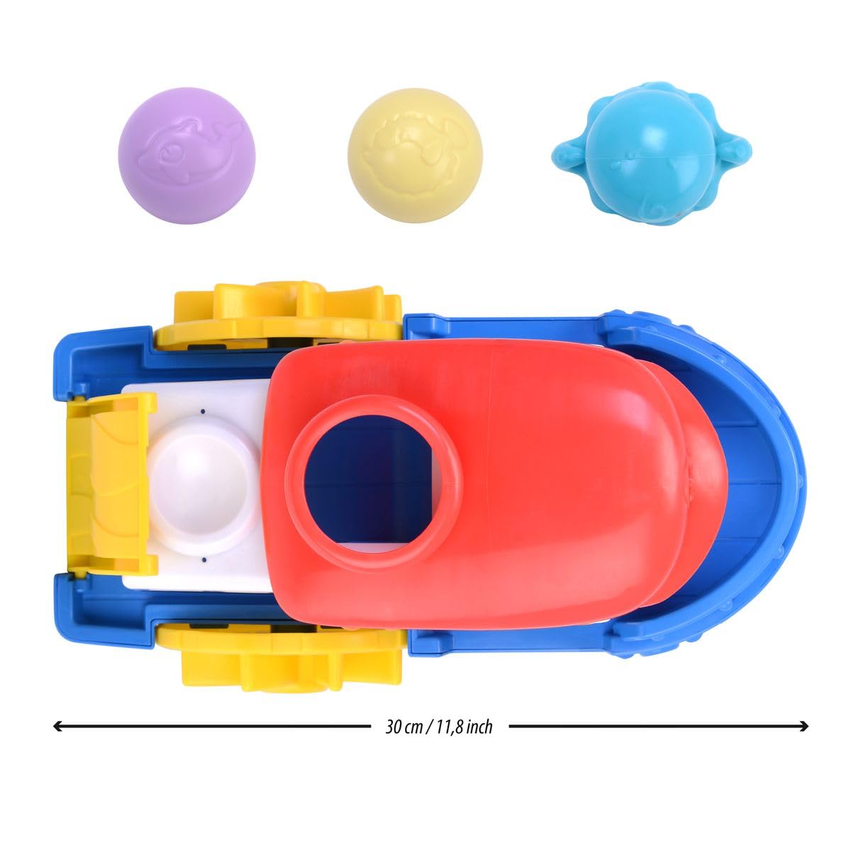Dickie Toys ABC - Wasserspielzeug Sammy Splash - (30 cm) ab 1 Jahr, buntes Boot mit Zubehör & Spritzfunktion, Badespielzeug für Kinder & Babys ab 12 Monate