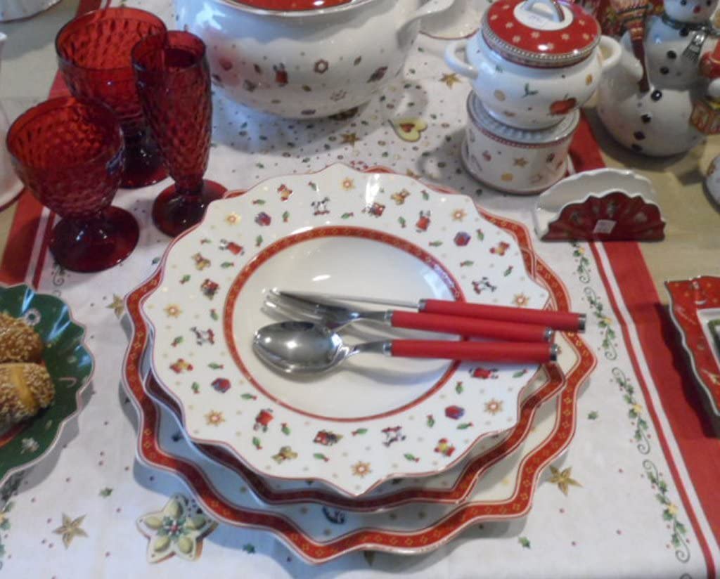 VILLEROY BOCH Set 24 PCS TOY'S Delight Dishes (RED :4 Dinner Plates 29cm -4 DEEP Plates- 4 Desert Plates + White : 4 Dinner Plates-4 DEEP Plates -4 Dessert Plates