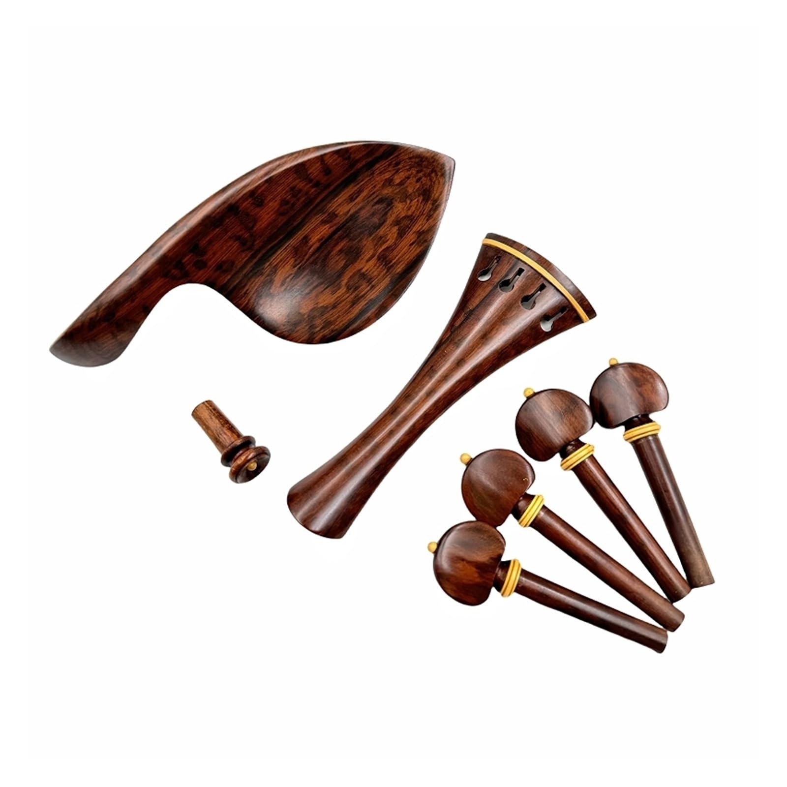 Snakewood-clavijas for violín 4/4, pieza trasera de madera de serpiente, soporte for barbilla de violín, juego completo de piezas y accesorios(Snakewood 4)