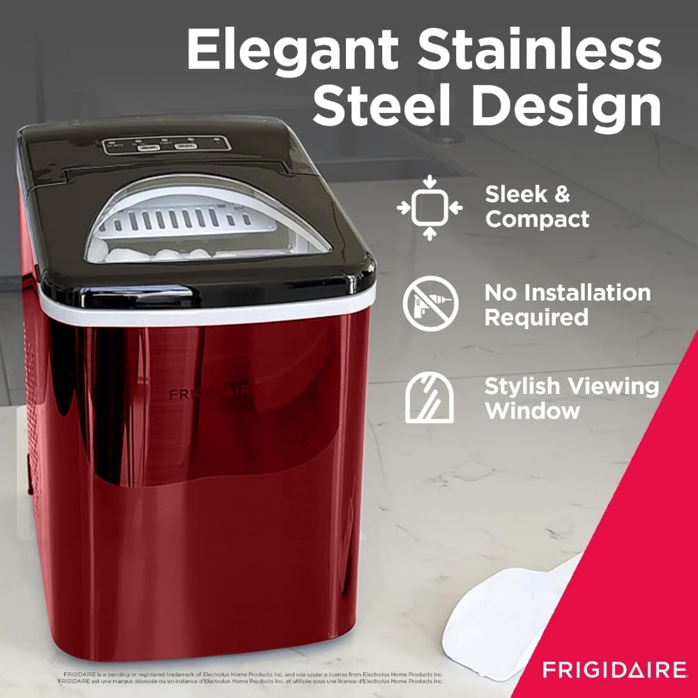 FRIGIDAIRE RIC117-SSRED Stainless Steel Ice Maker Medium Red S/S