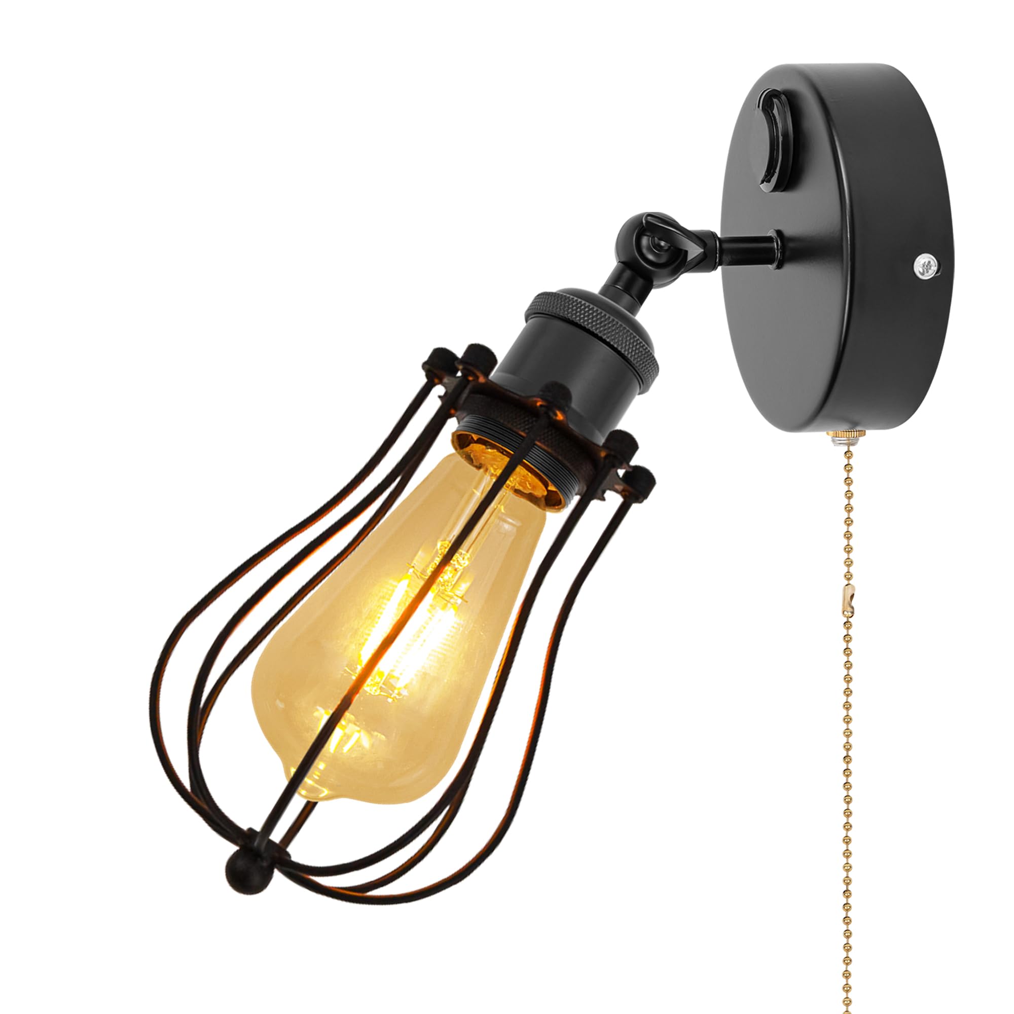 Kiven 12V LED Interior Lights with USB Port,RV Reading Lamp with Pull Chain Switch,4W Modern Wall Sconce Adjustable Warm White for RV Caravans Boats, Hard-Wired Surface Mount DZ0006