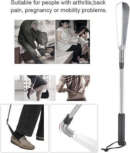 Miniatura 2 de Zapato telescópico 45 × 3 × 3 portátil telescópico extensible zapato cuerno de acero inoxidable plegable mango accesorios de zapatos