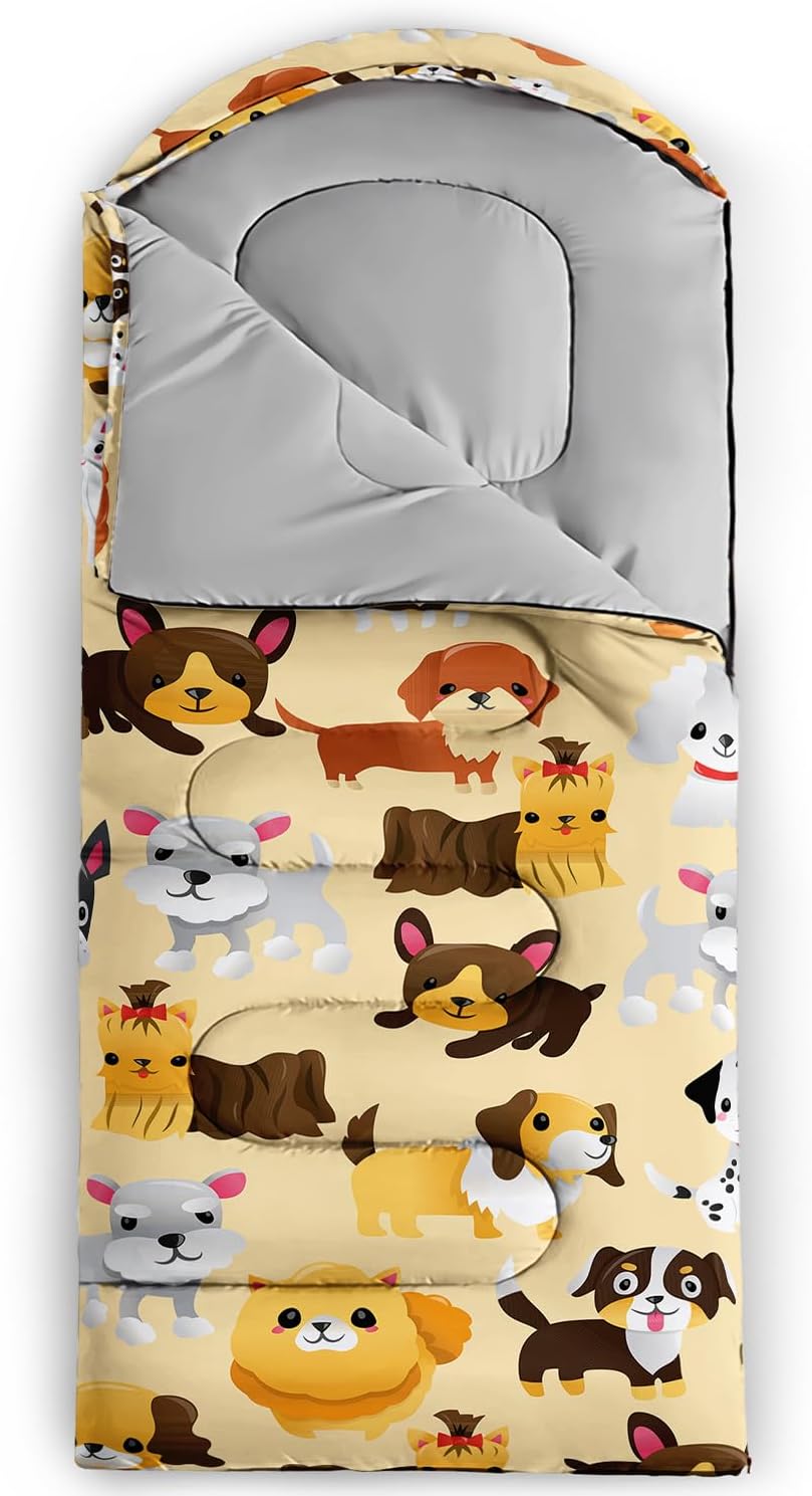 AILONEN Cartoon Camping Sleeping Bag for Boys Girls Adults,Lightweight & Waterproof,3 Season Warm & Cold Weather,Portable,Printed Sleeping Bag,Traveling,Camping,Hiking