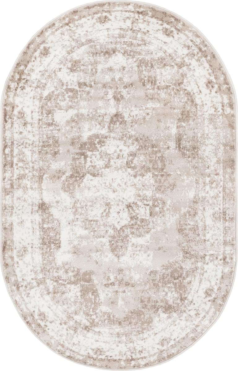 Unique Loom Sofia Collection Area Rug - Salle Garnier (3' 3" x 5' 3" Oval, Beige/ Ivory)