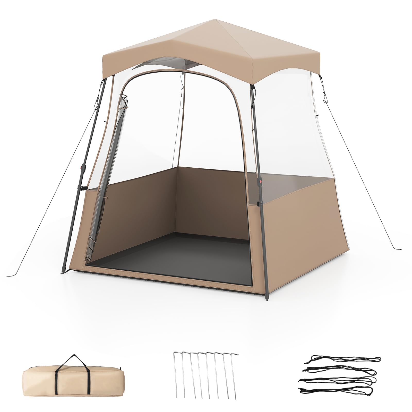 HOMASIS Tenda da Campeggio Trasparente a 360°, Tenda Pop Up con Borsa per il Trasporto, 8 Picchetti e 4 Corde Antivento, Impermeabile e Antivento, per Pesca, Birdwatching