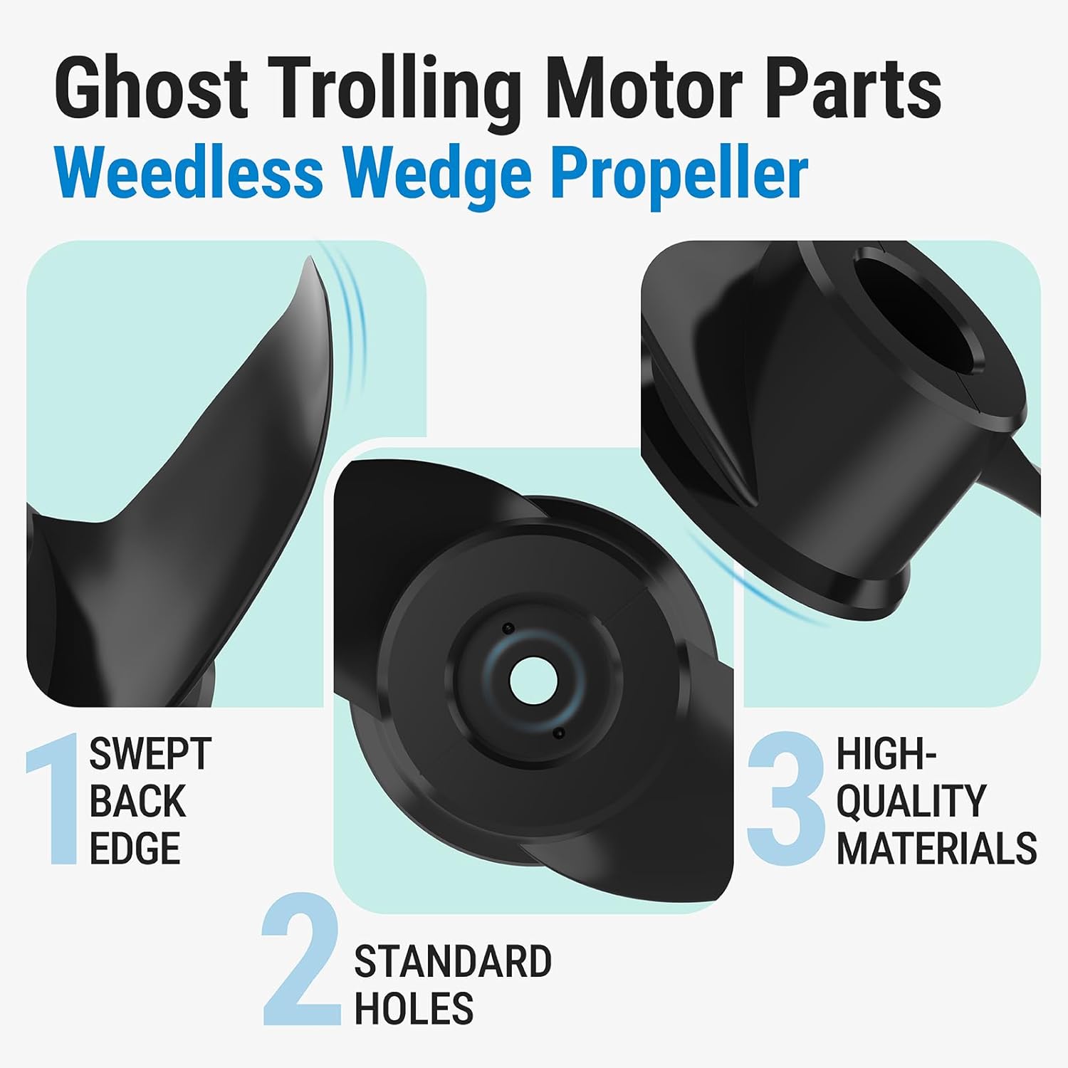 000-15237-001 Weedless Propeller, Compatible with Lowrance Ghost ＆ Ghost X Trolling Motor, Replace Ghost Series 47, 52, 60 inch Trolling Motor Prop