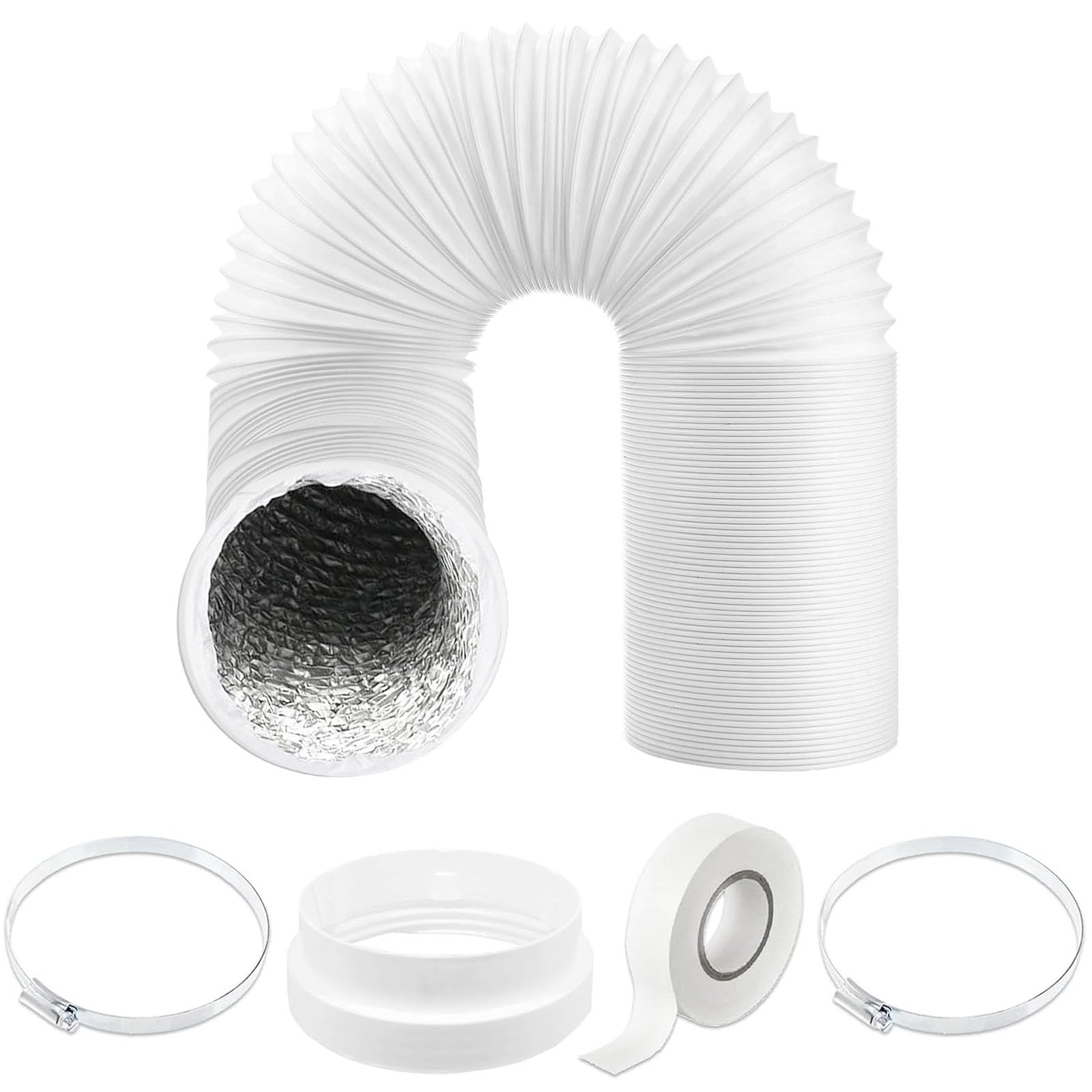 SPARES2GO Universal-Dunstabzugshaube, Abluftschlauch, PVC-Aluminiumfolie, isolierter K, Auslassrohr-Anschluss-Set (12,7 cm x 6 m)