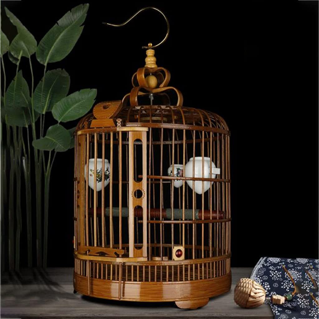 PHSP Jaula para pájaros de la Cultura Jaula para pájaros pequeña para Colgar Jaula para pájaros para Mascotas Jaula para pájaros de bambú, Adecuada para pájaros pequeños como Canarios