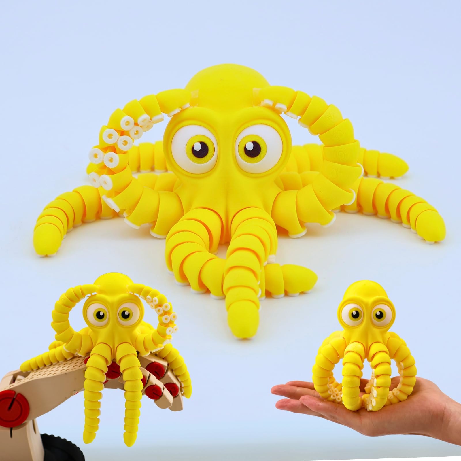 3D Printed Cute Octopus toys,Flexible Joint 3D Printed Animals(Yellow)