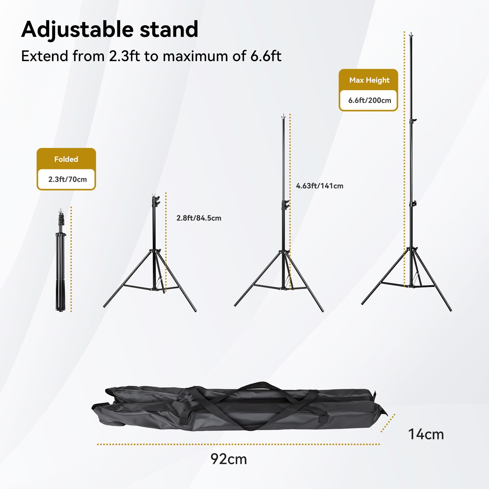 UTEBIT - Soporte para telón de fondo (200 x 150 cm, soporte de fondo, trípode ajustable con 4 pinzas de resorte de transporte para estudio de vídeo, fiesta, fotografía, retrato, boda