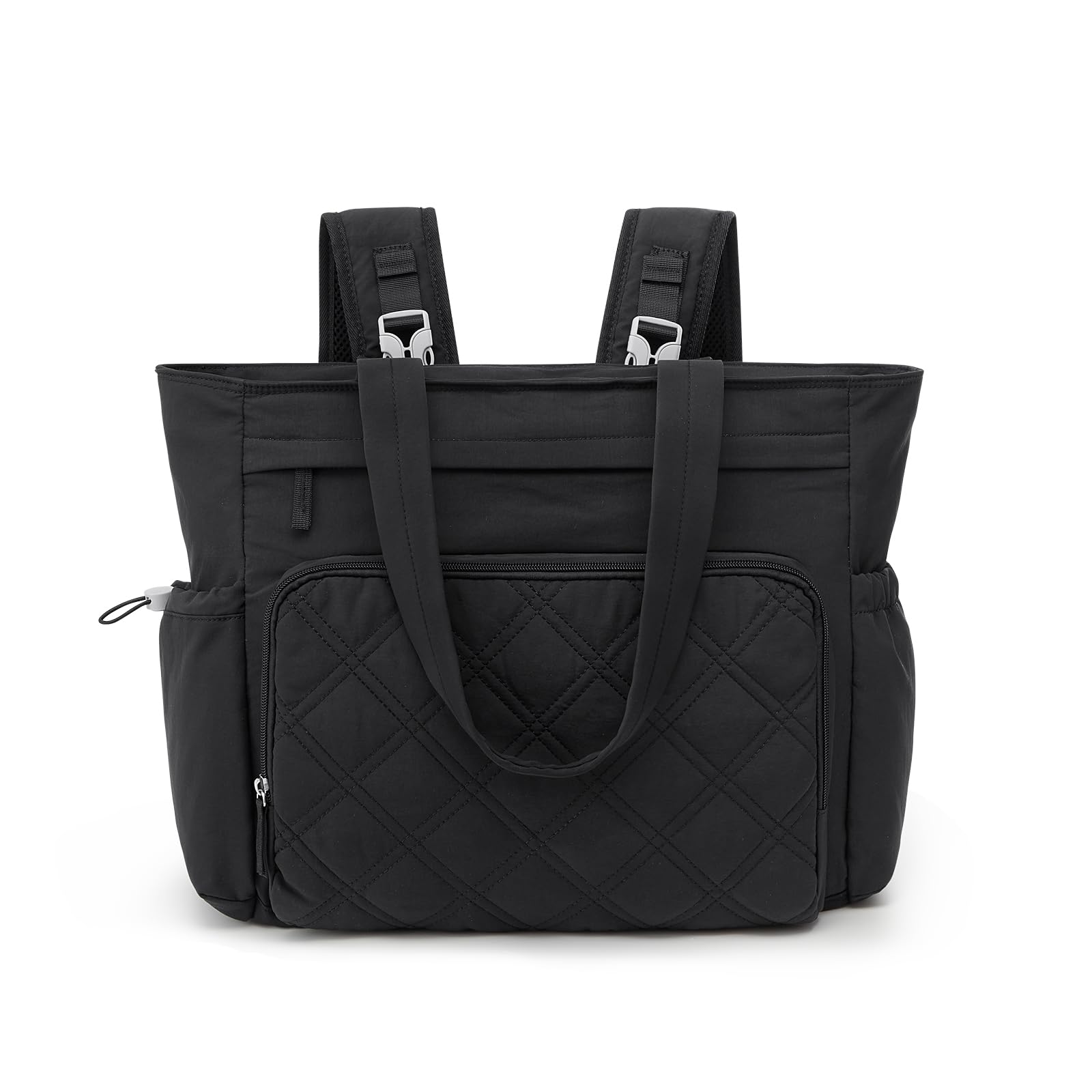 G4Free 3-IN-1 Baby Nappy Changing Bag Pram Tote Backpack, Taslan Nylon Baby Diaper Hospital Bag for Mum with Stroller Straps and Insulated Pockets, Black