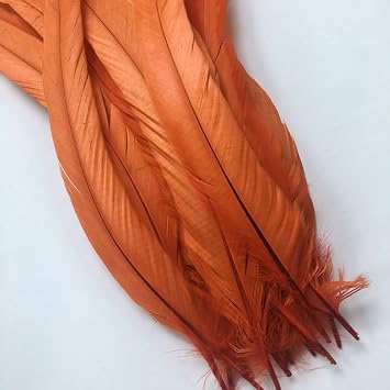 Sowder Orange Rooster Coque Tail Feathers 16-18inch Lengh Pack of 20