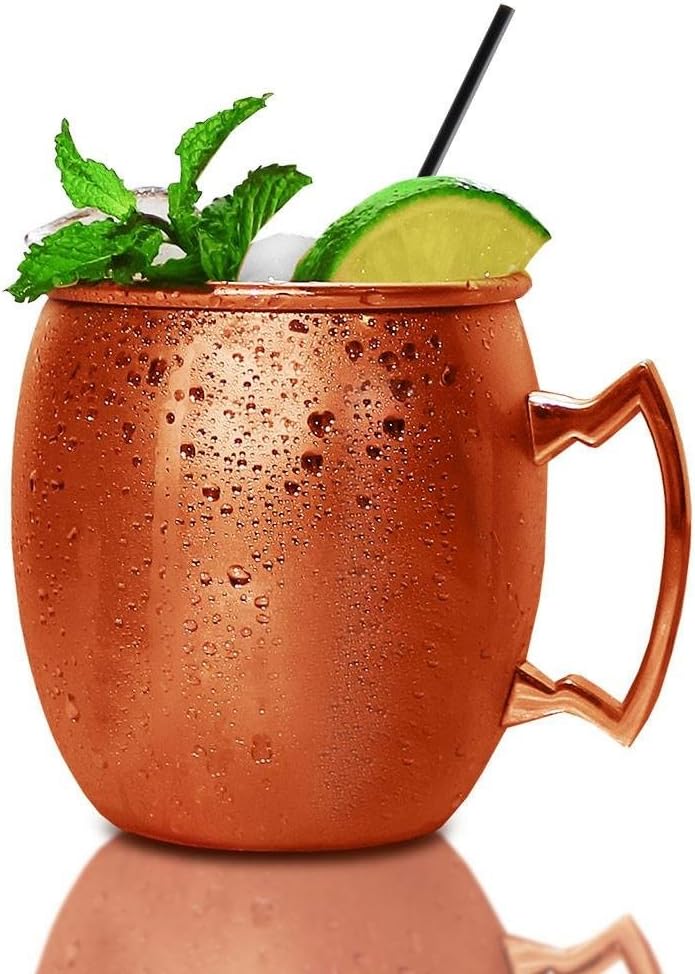 Moscow Mule Copper Cup! Get your Urban Mule Copper Cups for Moscow Mules, Each 20 oz. Mule Cup is stainless steel with a brass handle to keep your Mule ICY COLD! Try a Kentucky Mule or Mexican Mule!