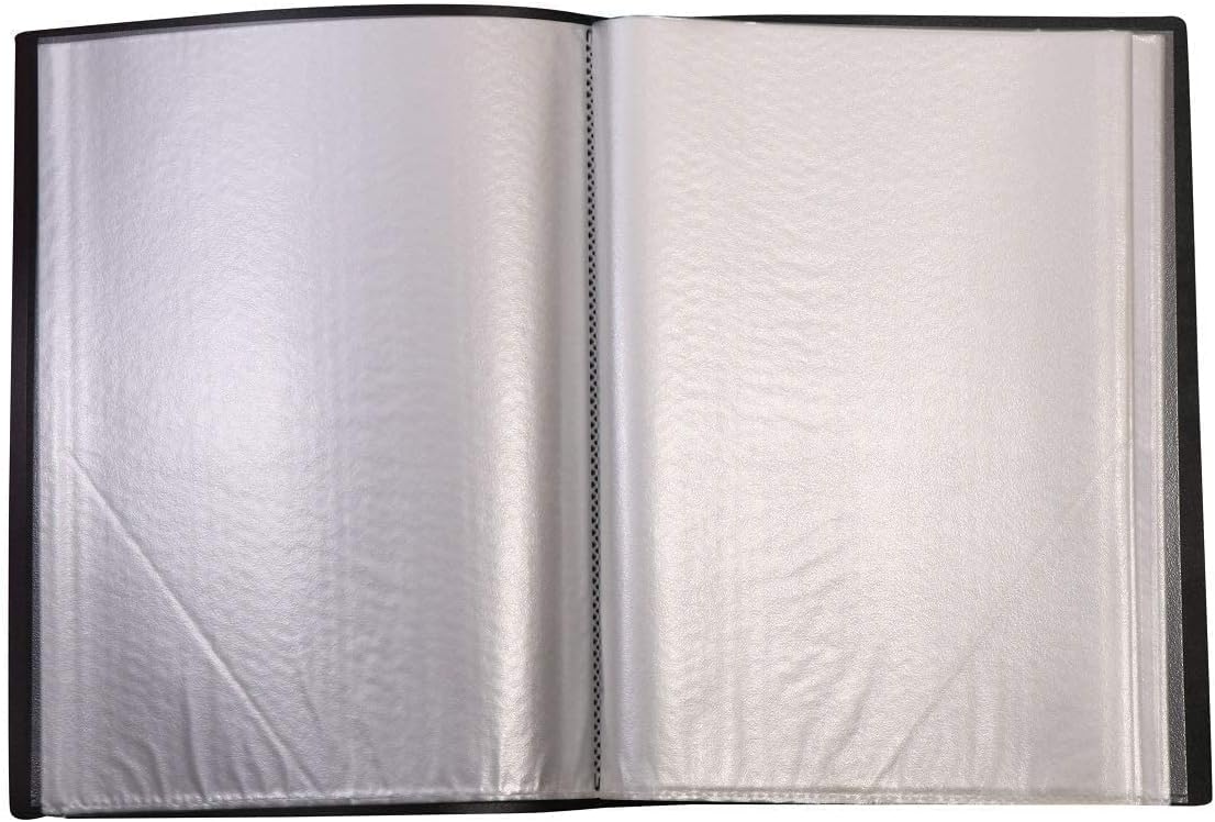 MORE BUY Display Book File Folder A4 Size 40 Pockets Binders with Plastic Clear Sleeves Document Organizer (Pack of 1 Pcs) Black
