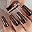 Champagne Metallic Press On Nails Long Coffin Shiny Fancy Sexy Prom Party Gold Coffee Faux Ongles 24pcs