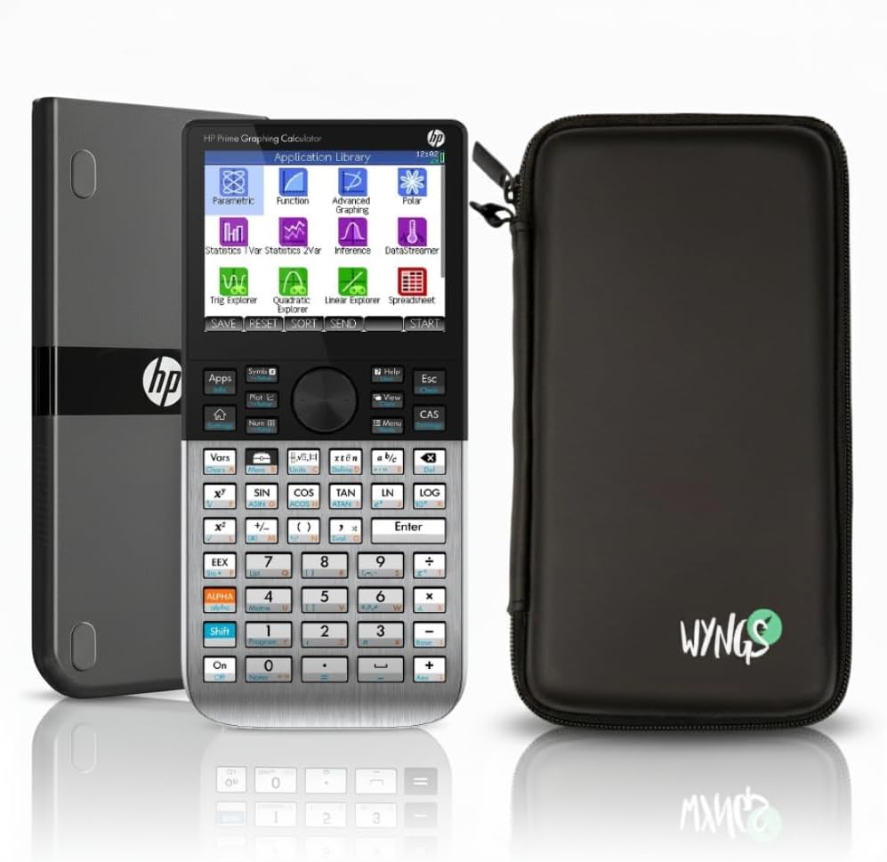 HP Prime G2 Graphing Calculator Including WYNGS Custom-fit Protective case Black