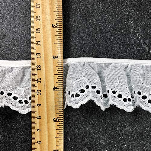 3-Yards 1-3/4\" Ruffled Eyelet Lace Trim, BADE-00053 (White)