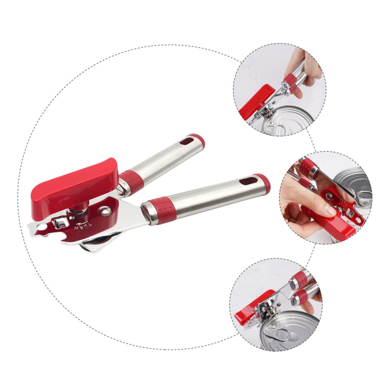 Anneome 1pc Stainless Steel Can Opener and Bottle Opener Ergonomic Design with Large Knob for Effortless Use Essential Kitchen Tool for Smooth Metal Cutting and Easy Opening