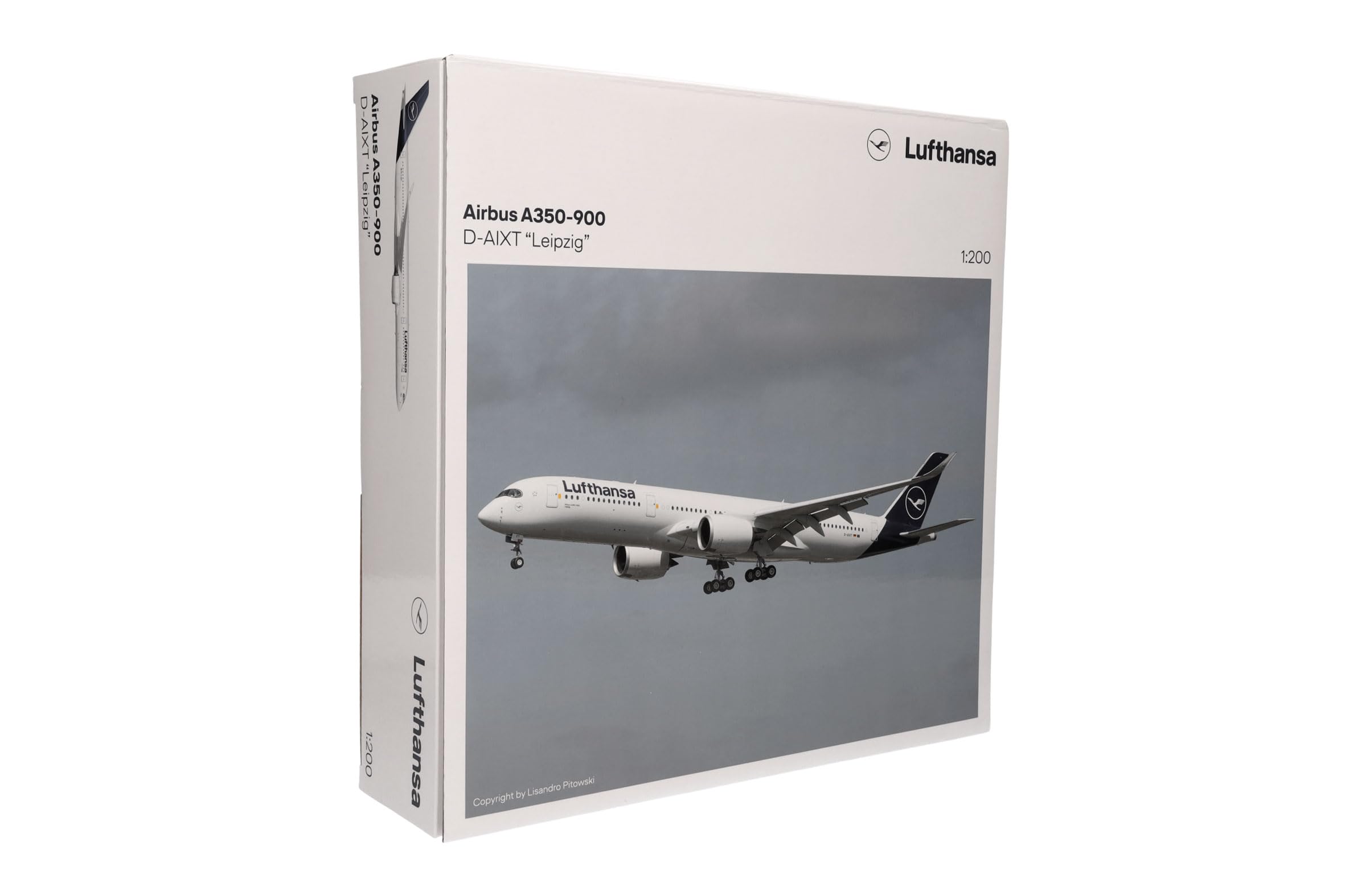 Herpa Modellflugzeug Lufthansa Airbus A350-900 - D-AIXT Leipzig Miniatur im Maßstab 1:200, Sammlerstück, Modell ohne Standfuß, Kunststoff, Lieber Grüner Sand