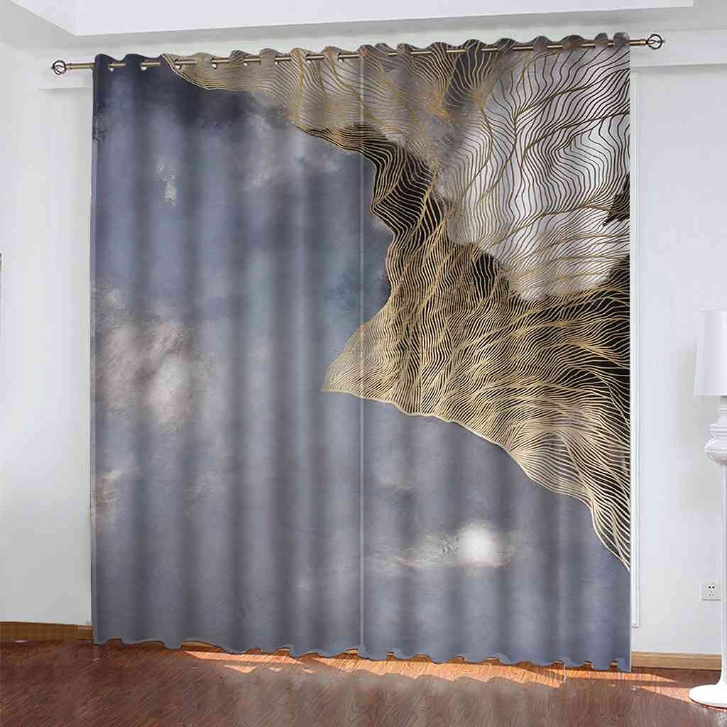 Rideau chambre occultant isolant thermique avec texture dorée 3D