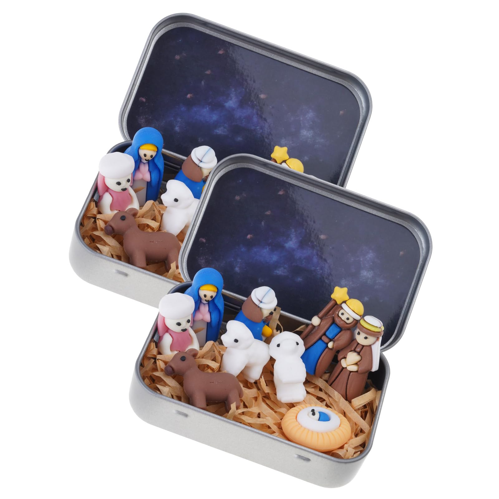 Xjdzineq Portable Christmas Nativity Ornament PVC Craft for Shelf or Travel Decoration Bethlehem Scene Religious