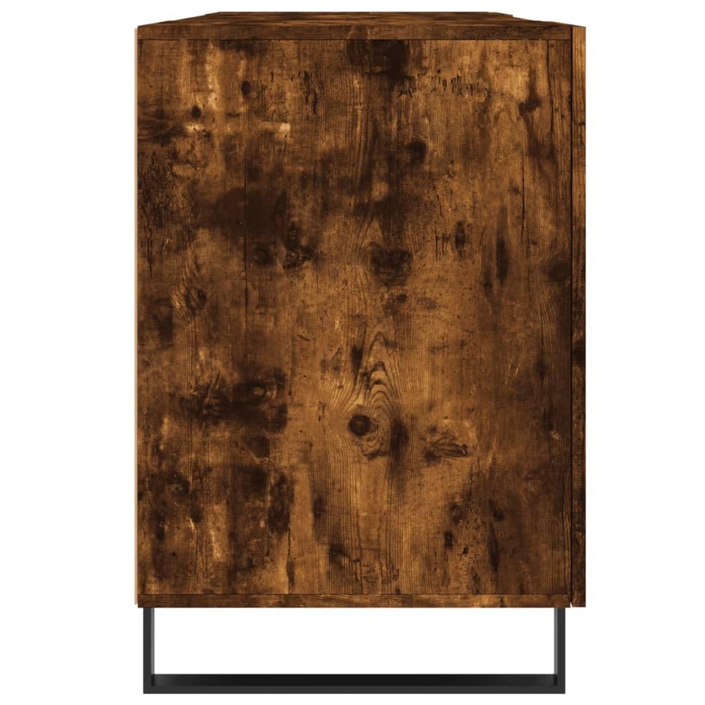 Scrivania con Ufficio in Legno e Piedini in Ferro, 4 Scomparti con Porte per Stoccaggio, Scrivania Incensi 140x50x75 cm per Studio e Piccoli Stanze