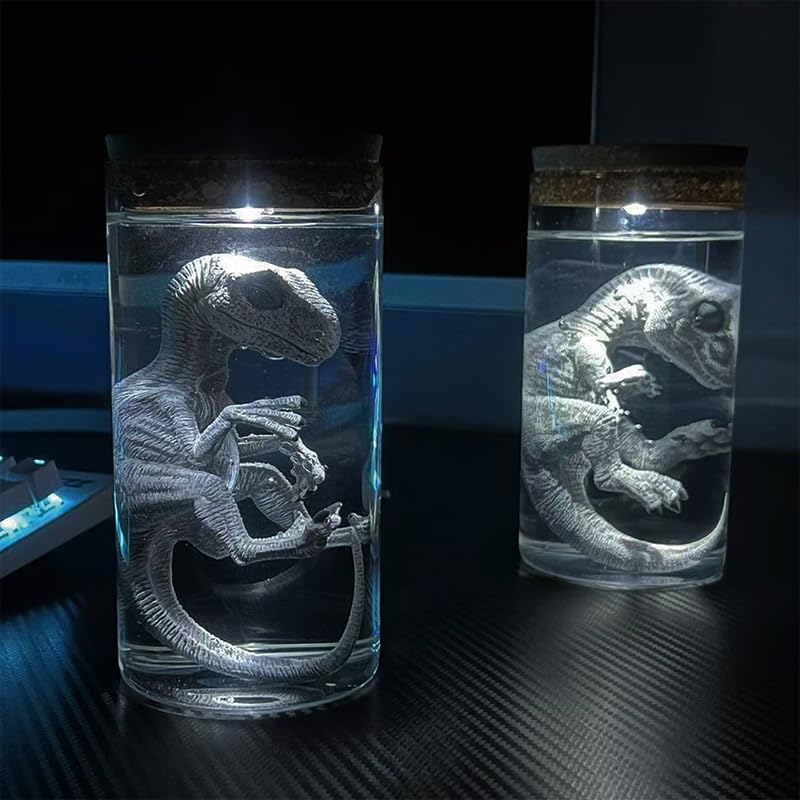 Unique Dinosaur in Glass Bottle Figurine - A Touch of Jurassic Charm