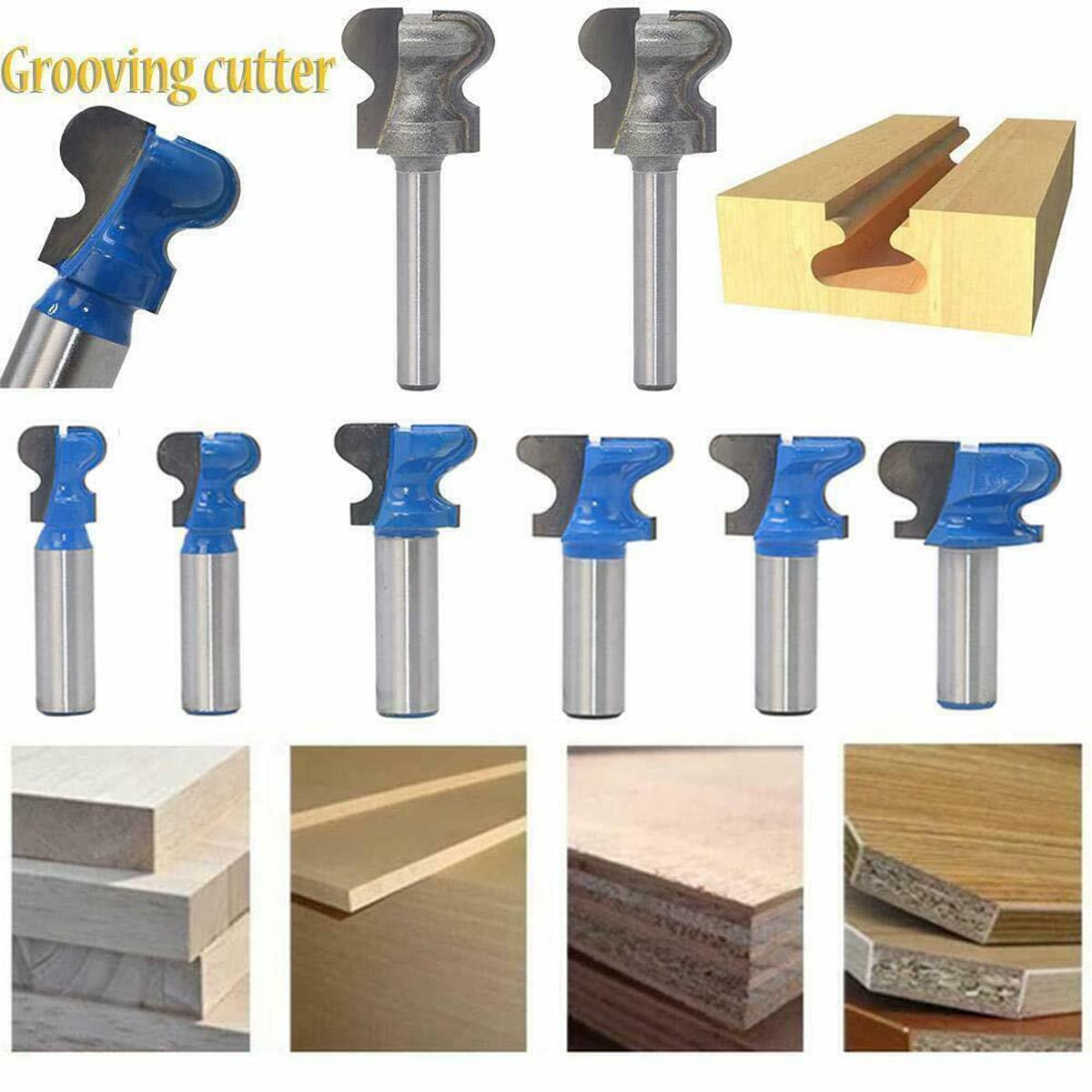End Milling Cutter Bit, 1/4" Shank Finger Pull Drawer Pull Stool Molding Cutter 1" Cutting Dia, Random Blue or Silver