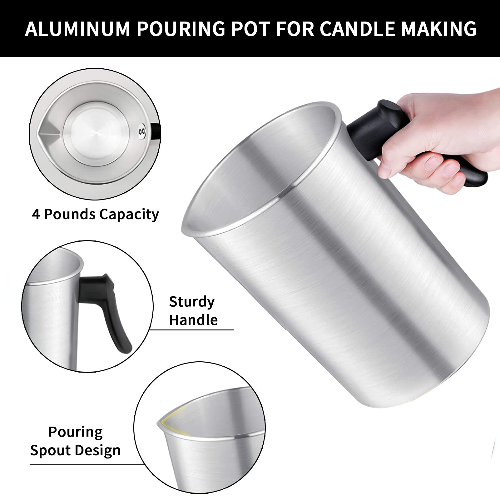 Wowlela Bougie faisant le pot de coulée,pot de fusion de cire 1.2L avec Wowlela Bougie faisant le pot de coulée,pot de fusion de cire 1.2L avec