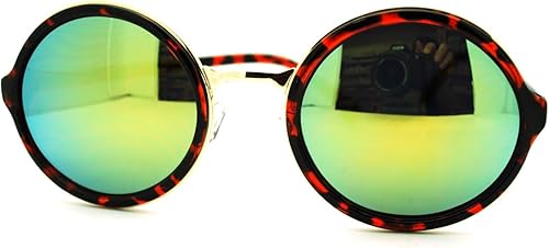 Multicolor reflectante lente anteojos de sol Marco redondo de círculo clásico