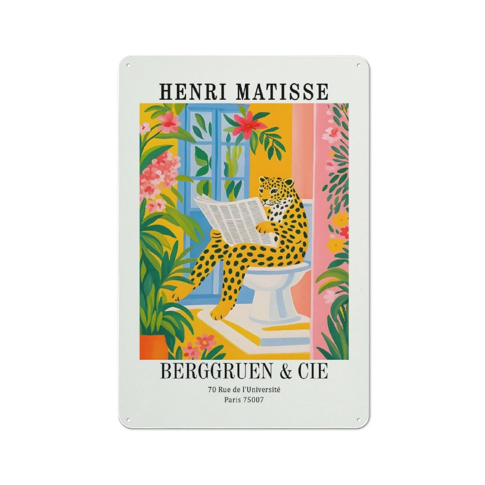 Junmoney Style-12 Tin Wall Plaque 30X20cm With Henri Matisse Berggruen & Cie For Guest Room Or Hallway, For Garage, Workshop And Man Cave Decoration