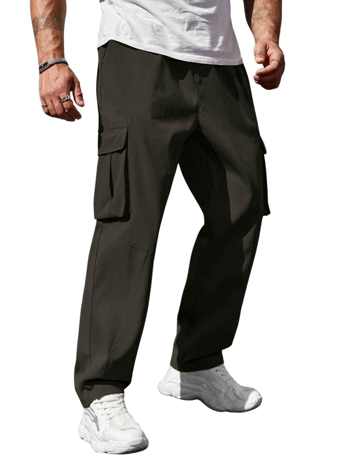 leriya fashion Men Mid Rise Cargo Joggers – Cotton Loose Fit Utility Pants with 6 Pockets | Durable Outdoor & Hiking Trousers-picture-32