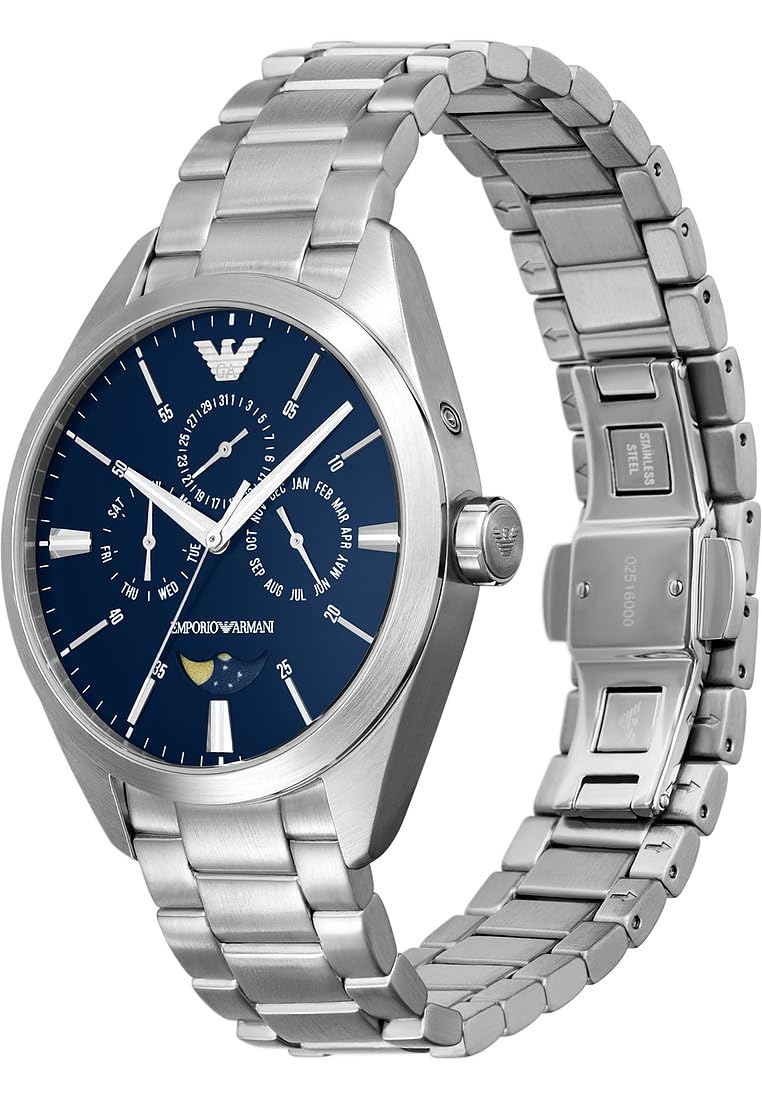 Emporio Armani Orologio da uomo, movimento al quarzo, cassa da 43 mm, cinturino in acciaio inossidabile AR11553