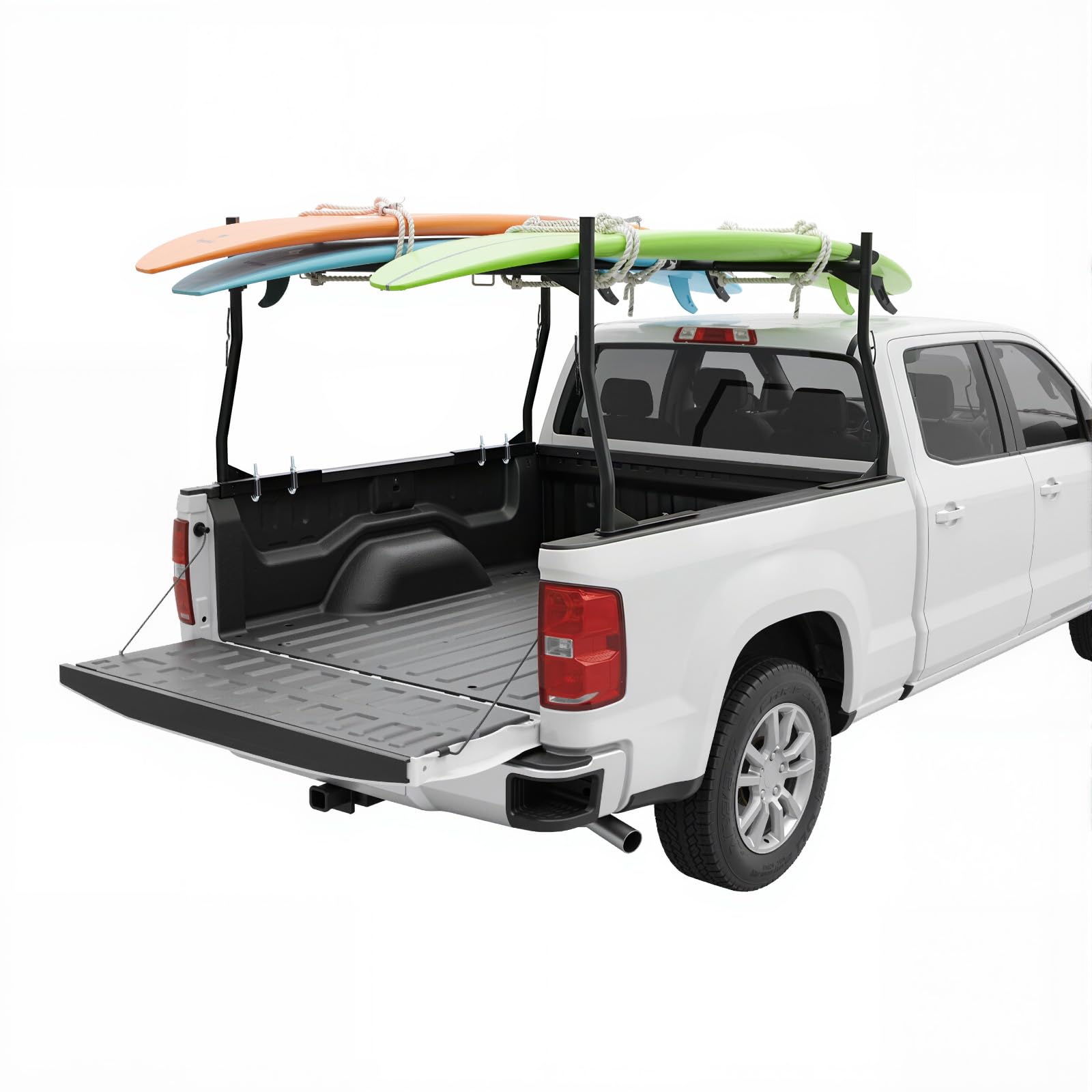 Portaequipajes Pickup para caja de carga, estante separador ajustable para camioneta, portaescaleras para camión, hasta 362 kg, portaescaleras de acero con pernos en J sin taladrar, estante