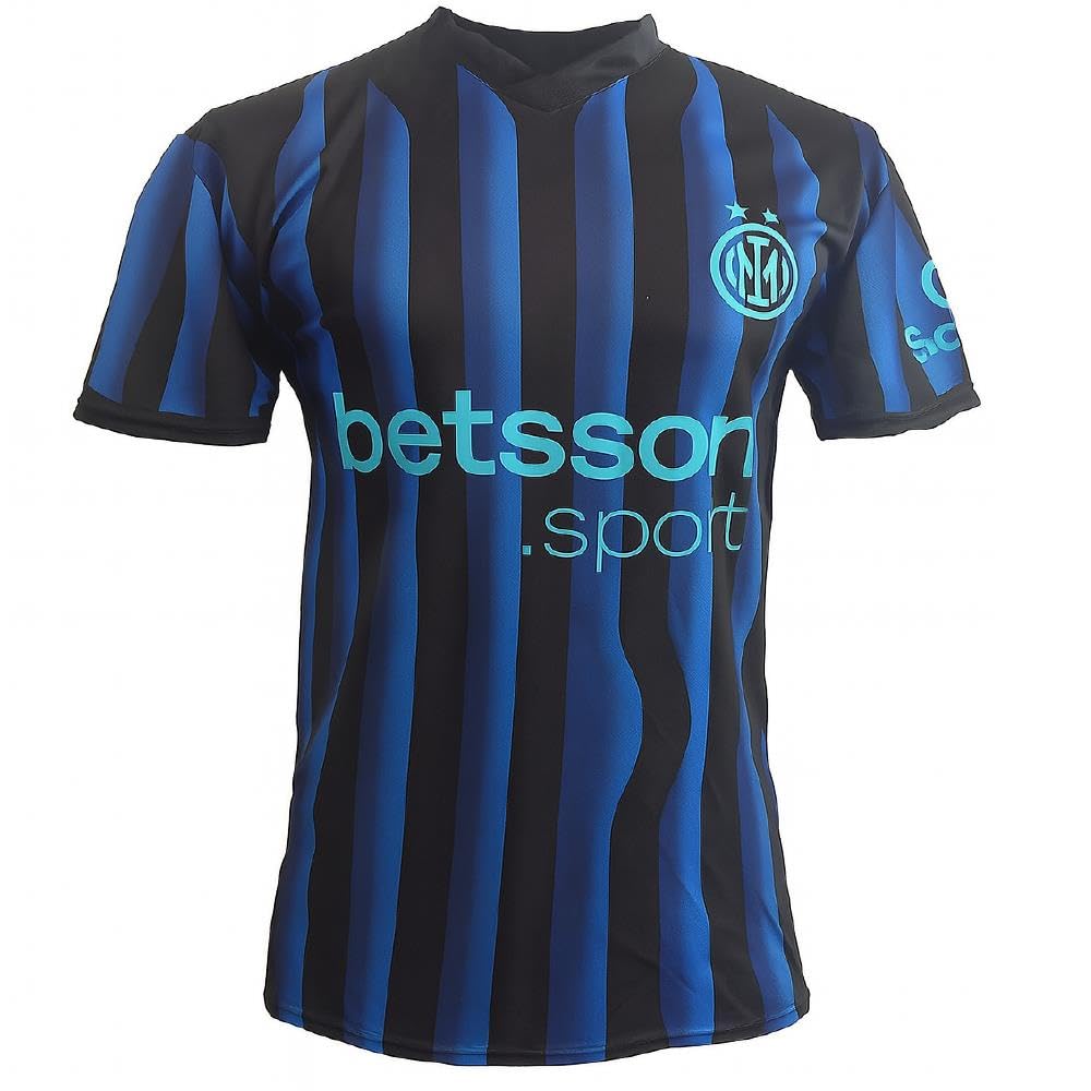 Inter Maglia Calcio Nero Azzurra | Personalizzata con Nome e Numero | Nuova Maglietta Replica Ufficiale Campionato Calcio Seria A PS 41412