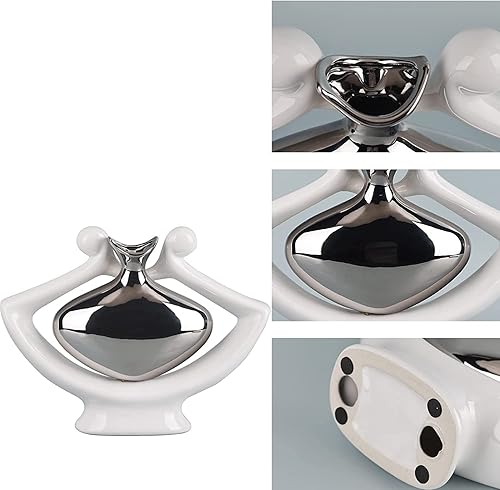 Miniatura 4 de Jarrón de cerámica, jarrón abstracto, jarrón blanco moderno para decoración del hogar para centro de mesa, estantería, mesa de café, boda, sala de