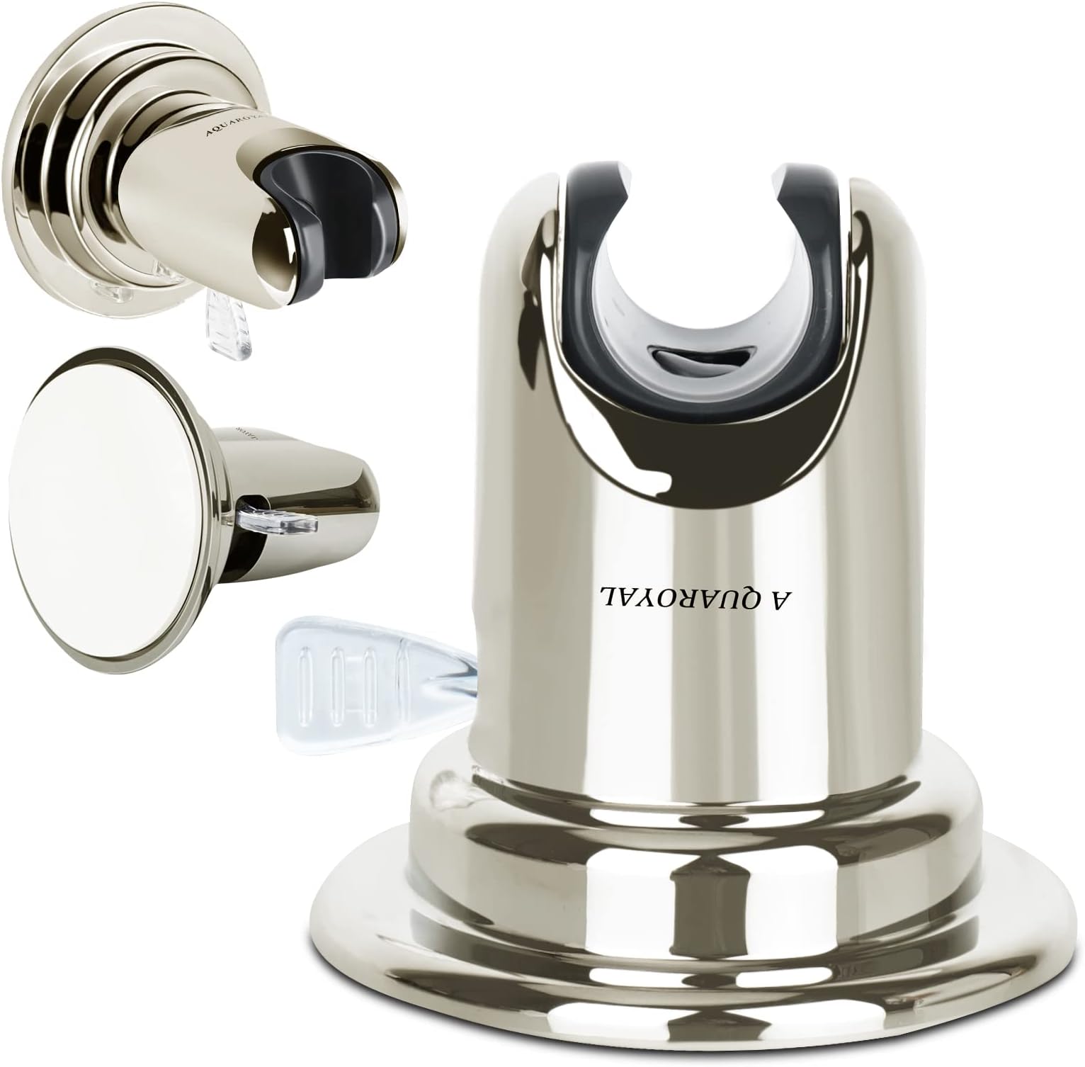 AQUAROYAL Brushed Nickel Suction Cup Shower Head Holder, Shower Head