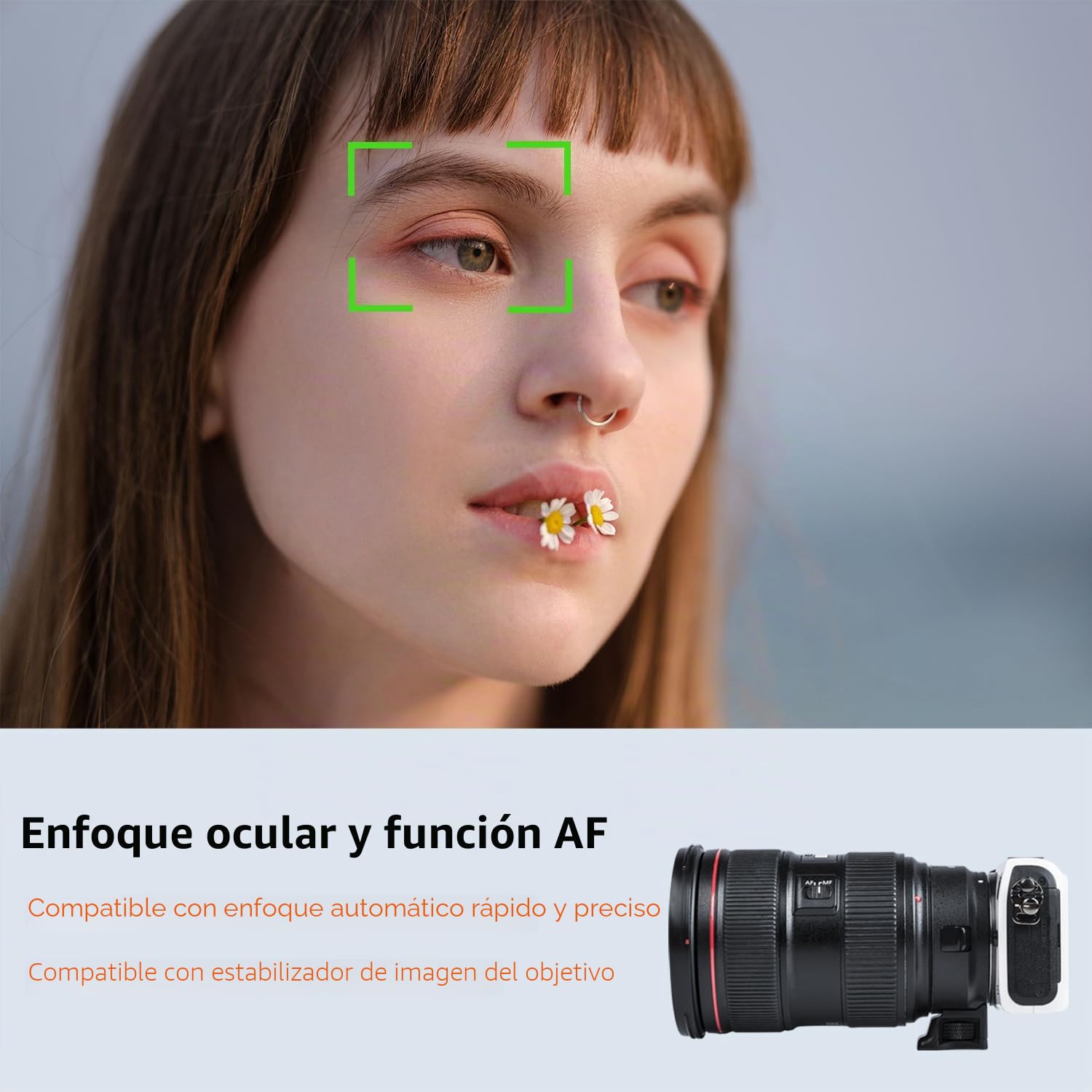 Adaptador de Lente EF-EOS M, Anillo convertidor de Lente de Enfoque automático Compatible con Lentes Canon EF/EF-S y Canon EOS-M (EF-M) cámara EOS M M2 M3 M5 M6 M10 M50 M100