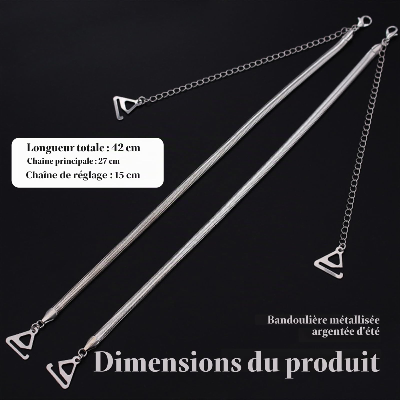 1 Paar Verstellbare Goldene BH-Träger mit Edelmetall-Schlangenknochen-Kette, Antirutsch, Funkelnde BH-Träger Unterwäsche, Perfekt für Sommer und Hochzeitskleider