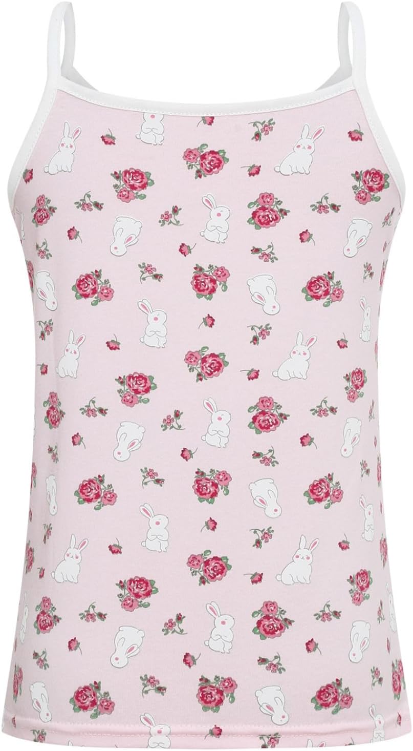 Girls Printed Tank Top Spaghetti Straps Undershirts Kids Cute Camisole Cami Shirts Layering Basics