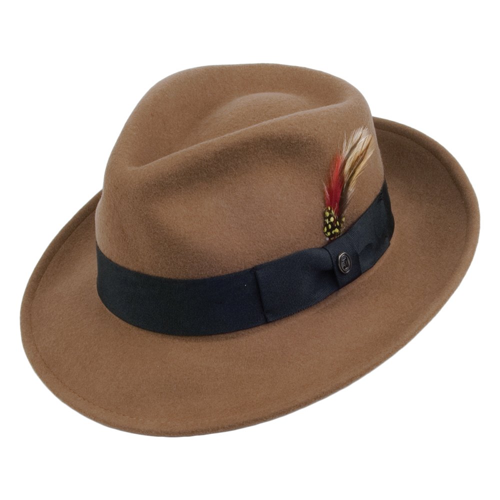 Jaxon & James Crushable C-Crown Wool Felt Fedora Hat - Pecan - Medium