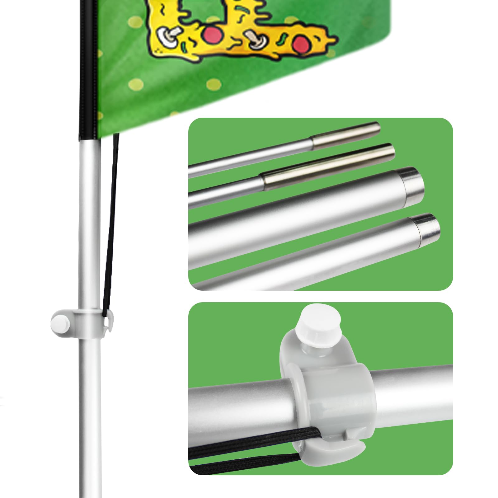 Pizza-Swooper-Flagge, 3,4 m Pizza-Werbeflagge mit Stangen-Set, Erdspieß, Pizzaschilder, Federflagge für Unternehmen und Schaufenster (Stil 2)