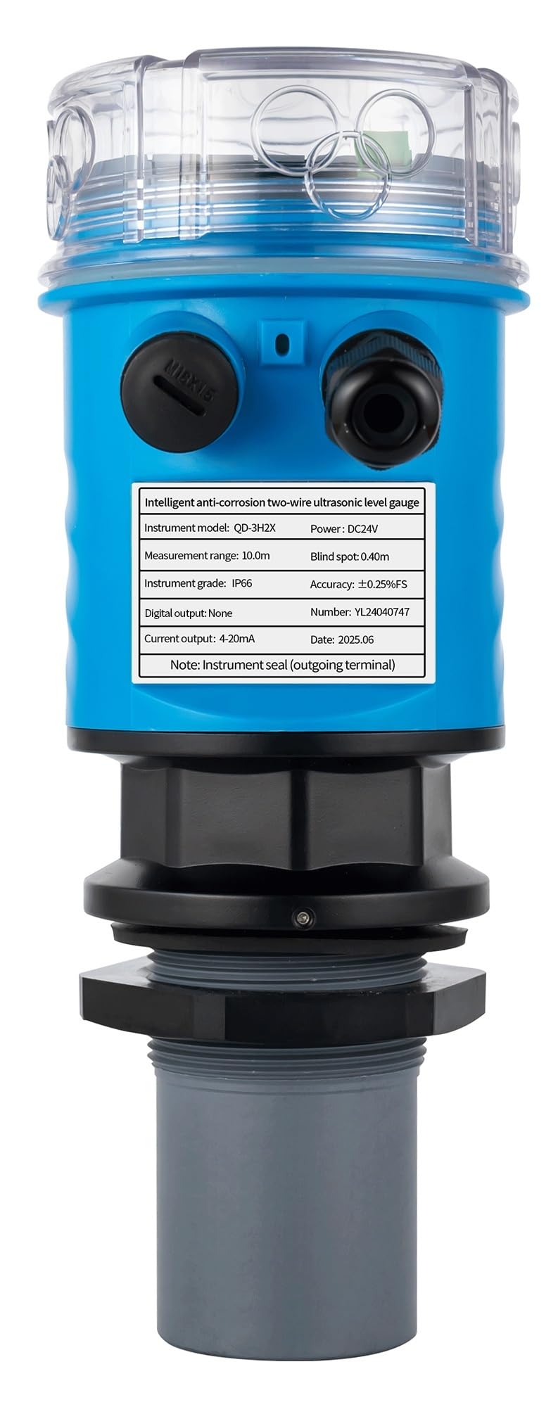 Sensor ultrasónico de nivel de agua, medidor de 3/5m, 10m, 15m, 20m, relés de 4-20mA, salida, medidor ultrasónico de nivel de tanque de agua, distancia inalámbrica(0-10m 4-20mA)