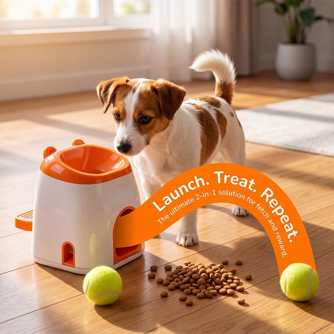 Lanzador de pelotas de tenis 2 en 1 para perros y dispensador de golosinas, máquina de lanzamiento automática de pelotas para mascotas, juguetes interactivos de entrenamiento al aire libre
