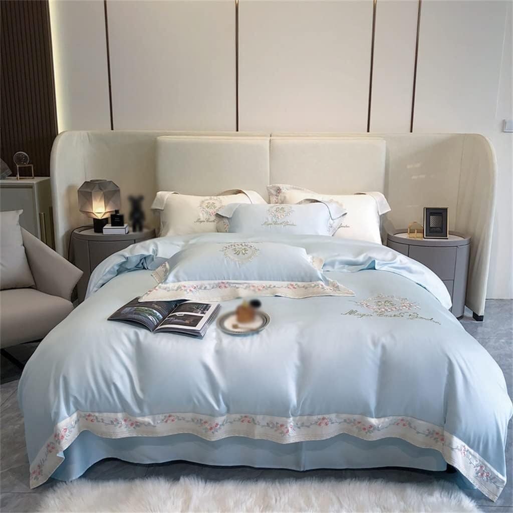 Floral Embroidered Duvet Cover Bedding Set Sheet and Pillowcase Soft and Comfortable Home Textiles (Color : D, Size : 200 * 230cm)