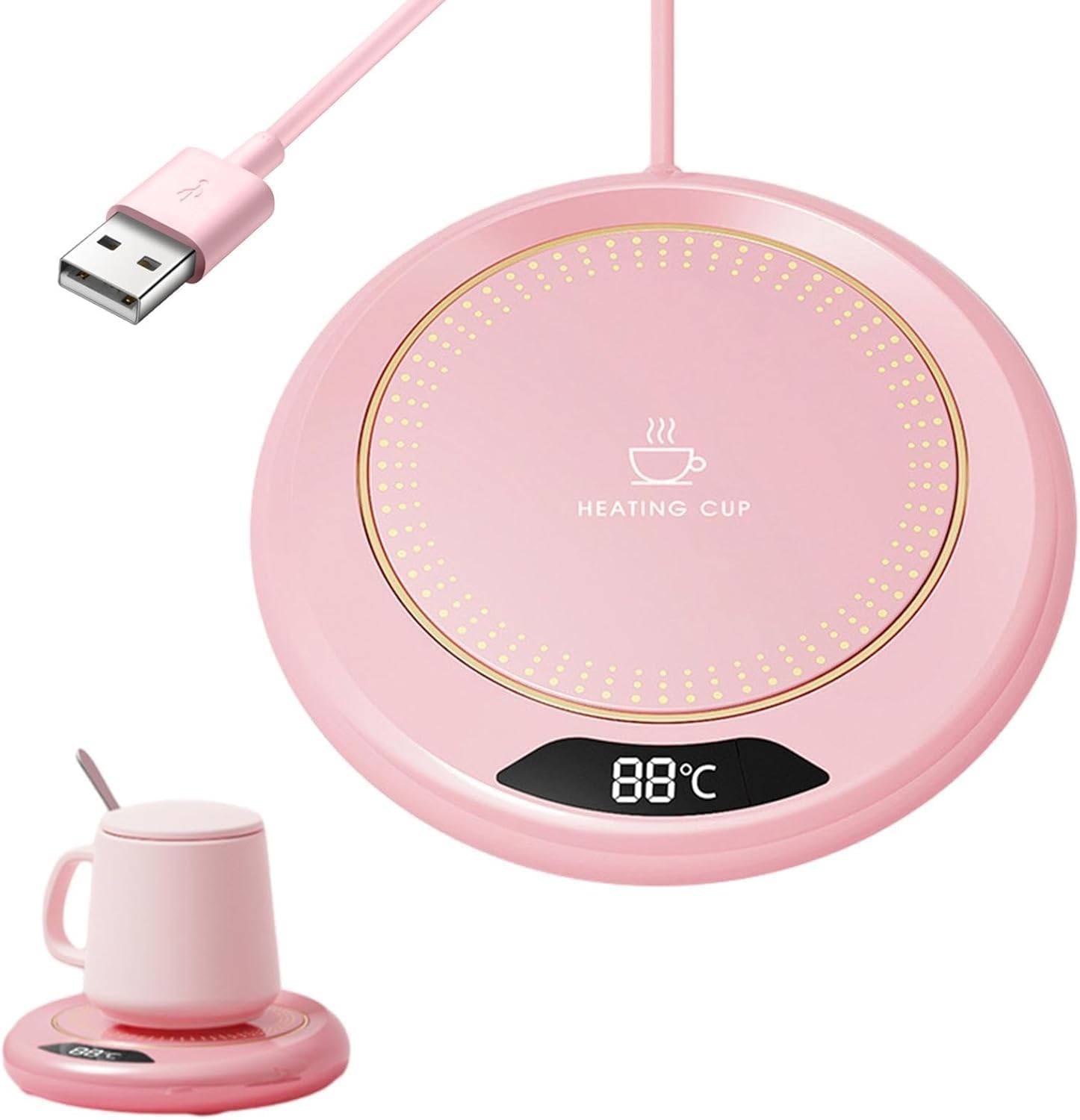 Coffee Cup Warmer with 3 Temperature to75℃ Settings Portable USB Powered Heated Coaster 8-Hour Auto Shut-Off Smart Touch Control USB Coffee Warmer for Desk Office Home Use-image-44