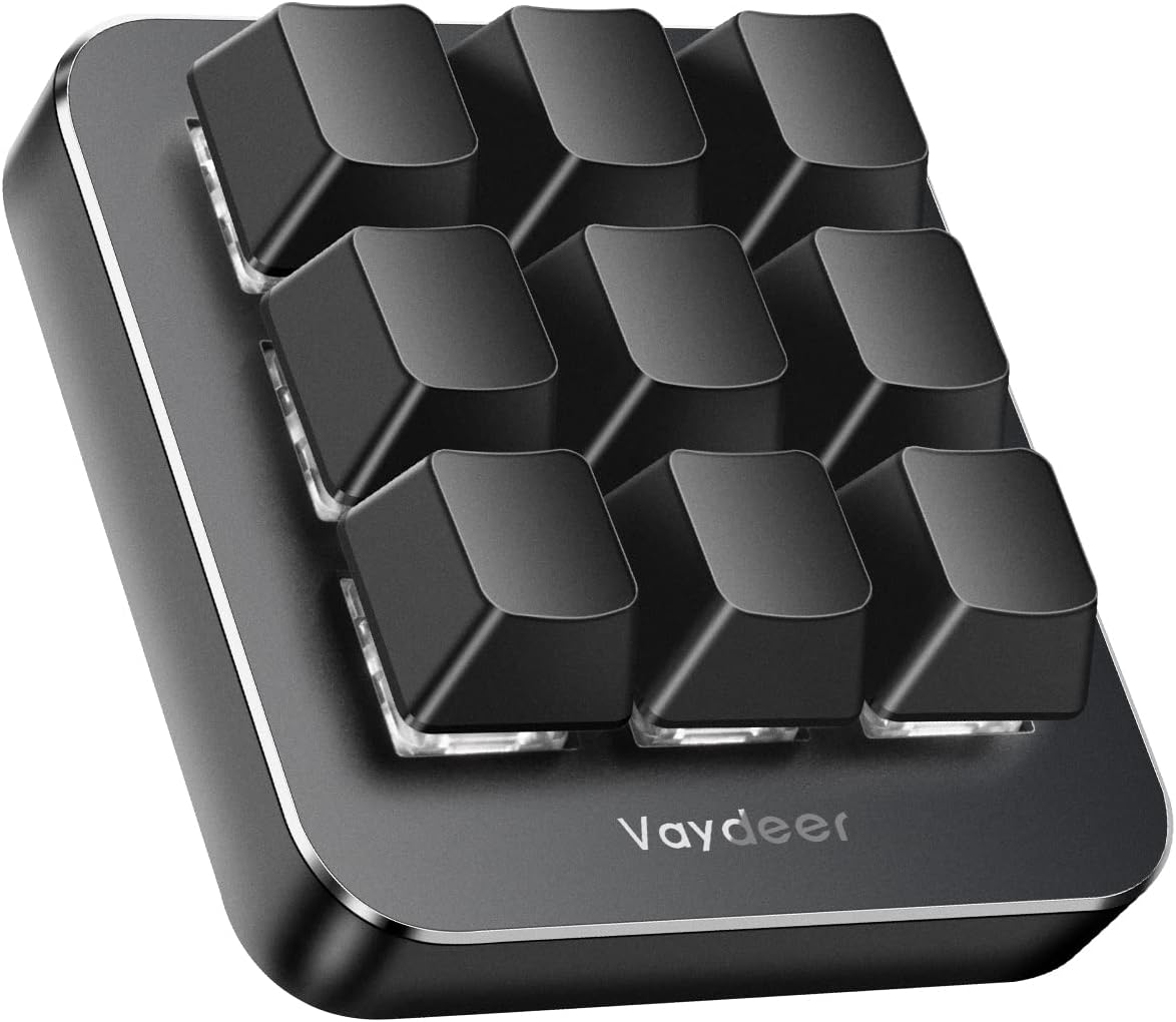 VAYDEER One-Handed Mechanical Keyboard with 9 Fully Programmable Keys ...