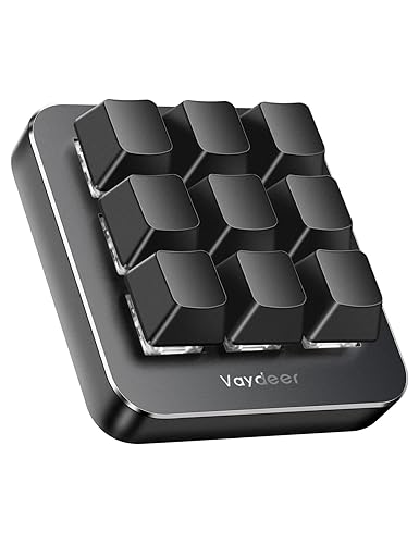 VAYDEER Clavier mécanique à Une Main, avec 9 Touches programmables et Plusieurs Couches programmables. Compatible avec Mac OS, Windows et Vista. - Medium - Noir